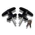 Statewide - Black Screw Mount T Handle - Fully Threaded Shank - Pair (keyed alike)