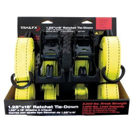 Trail FX - Tie Down Strap - Ratcheting - 1 1/4" Wide - 16 ft. - J Hook - A11023Y (2 pack)