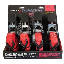 Trail FX - Tie Down Strap - Ratcheting - 1" Wide - 14 ft. - S Hook - A11033R (4 pack)