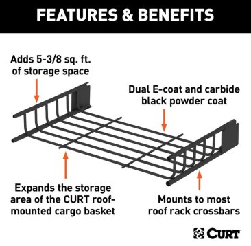 Curt - Black Steel Roof Rack Cargo Carrier Extension - 18117 (image 3)