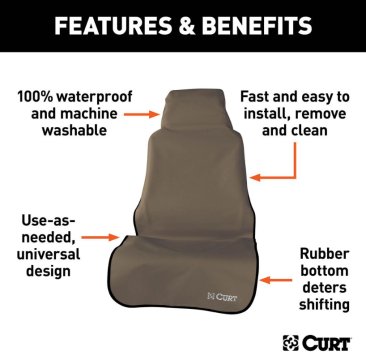 Curt - Seat Defender 58 Inch x 23 Inch Bucket Seat Cover - Brown - 18502 (image 3)