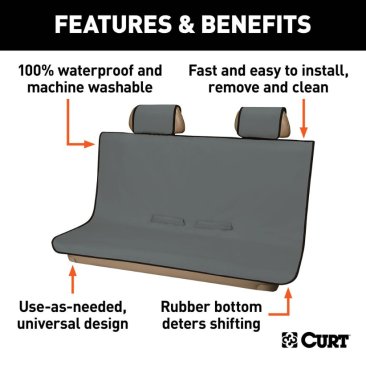 Curt - Seat Defender 58 Inch x 55 Inch Truck Seat Cover - Grey - 18510 (image 3)