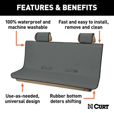 Curt - Seat Defender 58 Inch x 63 Inch Truck Seat Cover - Grey - 18520 (image 3)